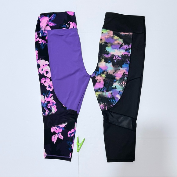 Set of 2 LuLaRoe Rise Fearless Crop Fitness Leggings Size 2X Capri Floral - Picture 6 of 16